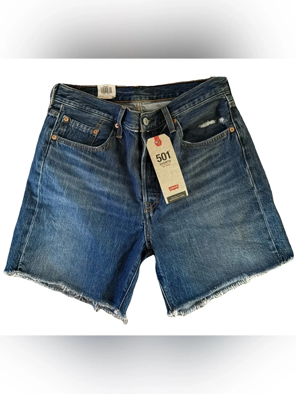 Levi’s 501 Mid thigh blue denim shorts
